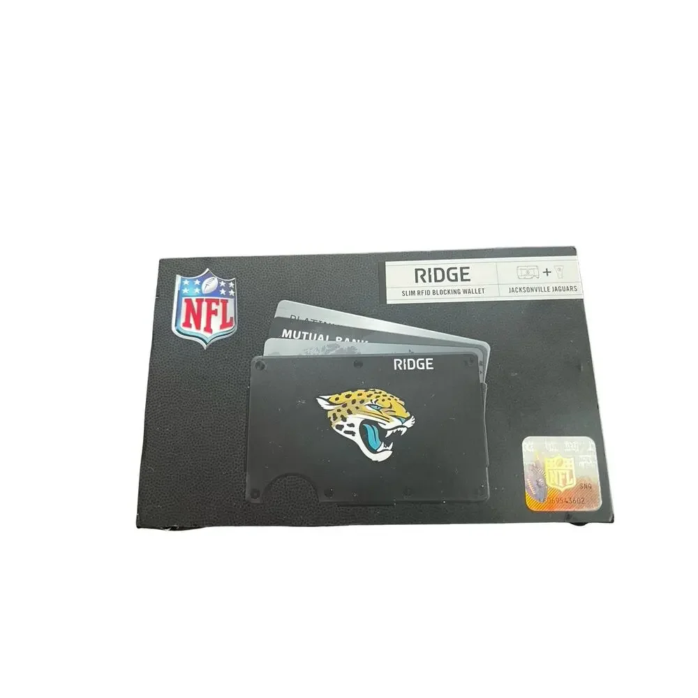 Ridge Jacksonville Jaguars NFL Slim RFID Wallet Money Clip Box Black